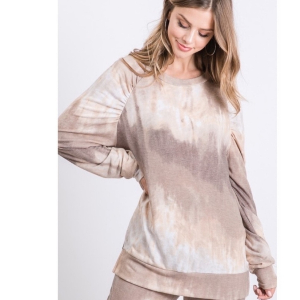 First Love French Terry Tie-Dye long-sleeved top.  SIZE SMALL